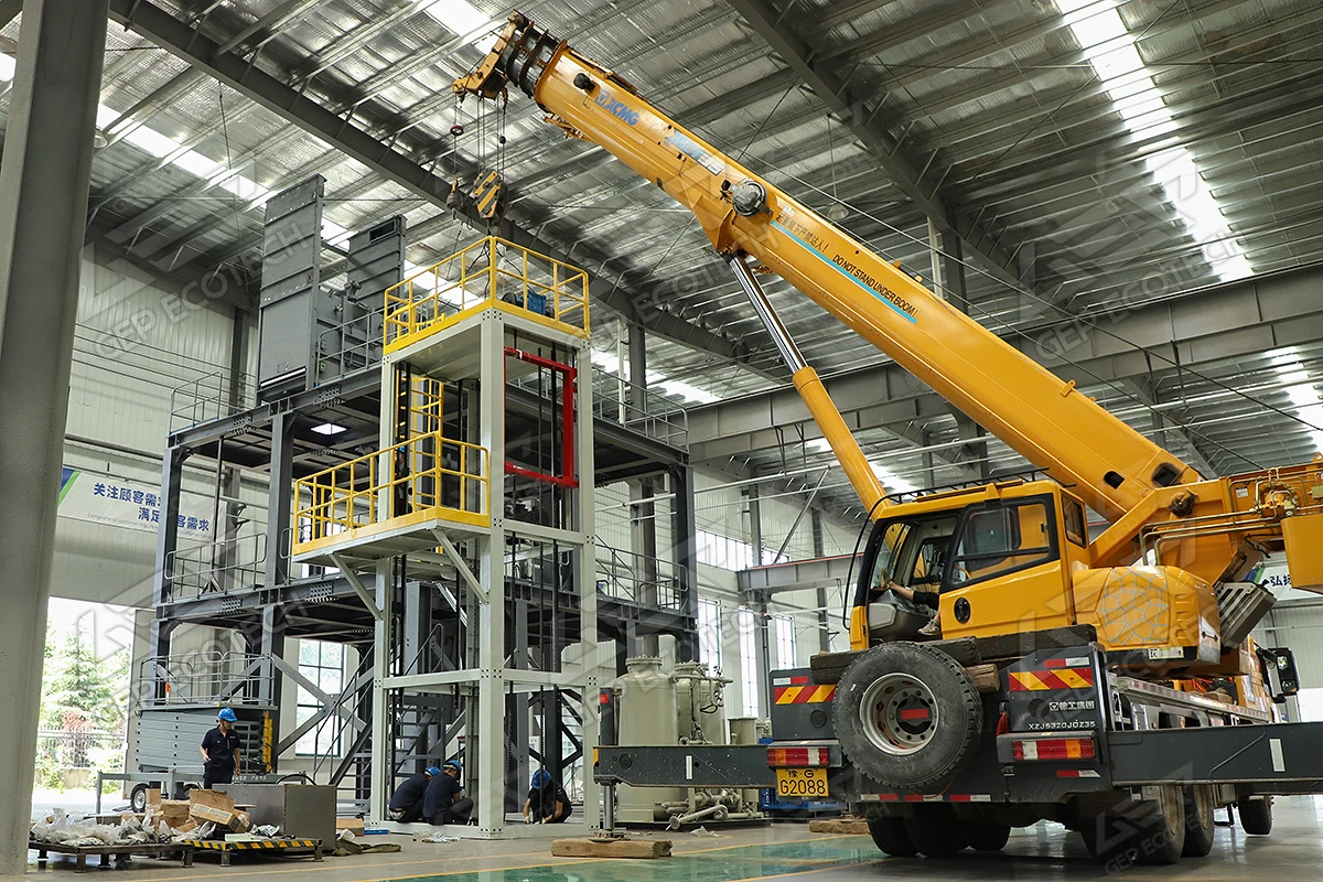 智能楼式危废破碎系统